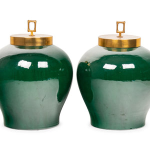 A Pair of Contemporary Green Glazed 350d68