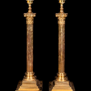 A Pair of Brass Corinthian Column 350d8b