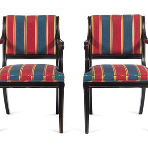 A Pair of Ebonzied Armchairs 20th 350d8e