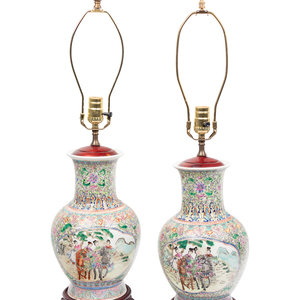 A Pair of Chinese Enameled Porcelain