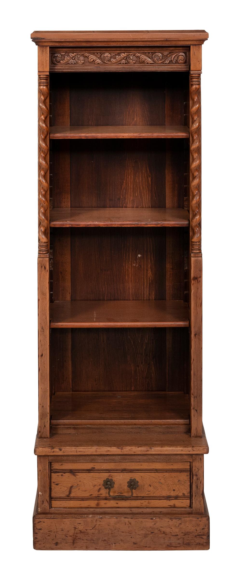 NARROW WALNUT BOOKCASE EARLY 20TH 350daa