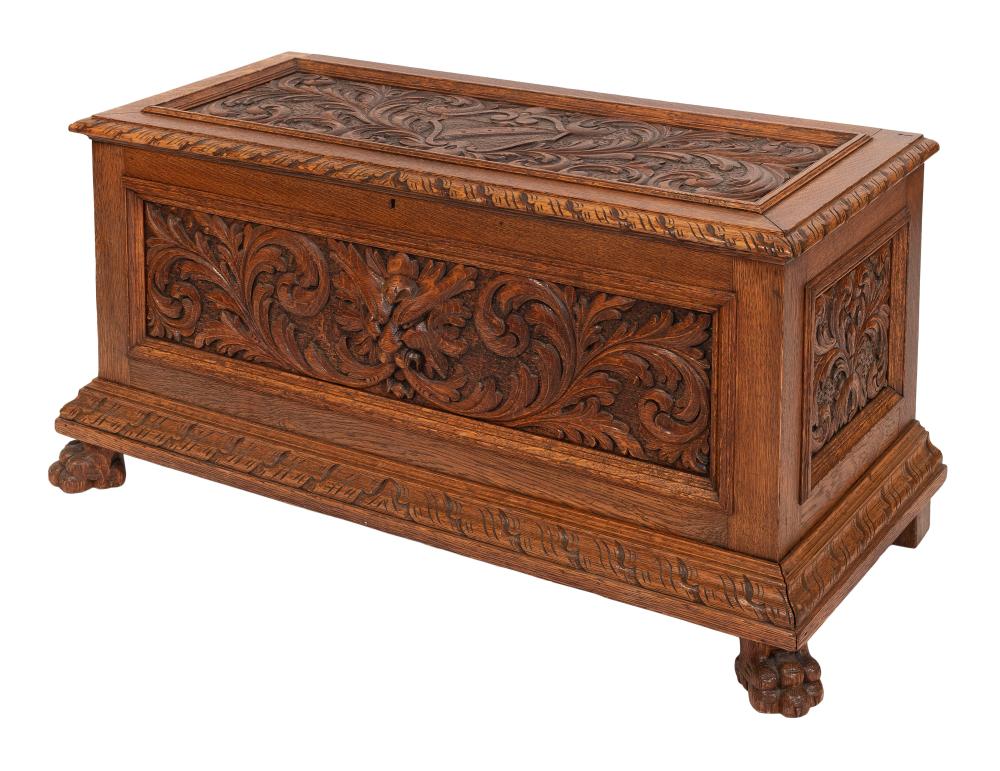 ORNATELY CARVED CHEST EARLY 20TH 350da4