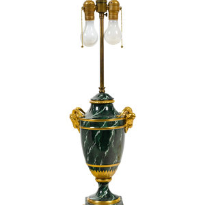 A Faux Marble Porcelain Lamp 20th 350dfb