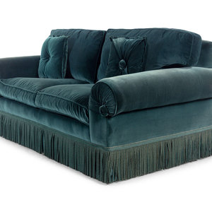 A Green Velvet Upholstered Sofa 20th 350e42