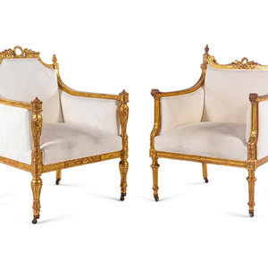 Two Louis XVI Style Carved Giltwood 350e4a