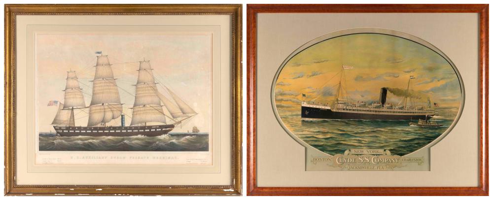 TWO MARITIME LITHOGRAPHS FRAMED
