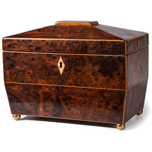 A Regency Burlwood Tea Caddy 19th 350f40