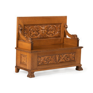 A Carved Italianate Hall Bench