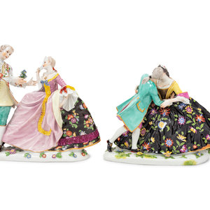 A Pair of Dresden Porcelain Figural