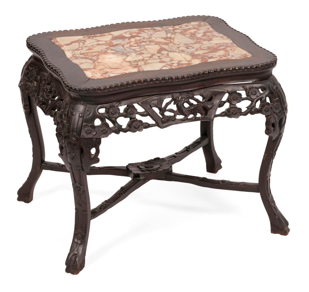 CHINESE CARVED ROSEWOOD LOW STAND