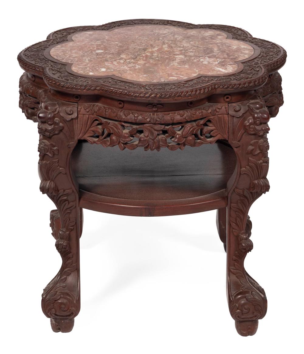 CHINESE CARVED HARDWOOD STAND LATE