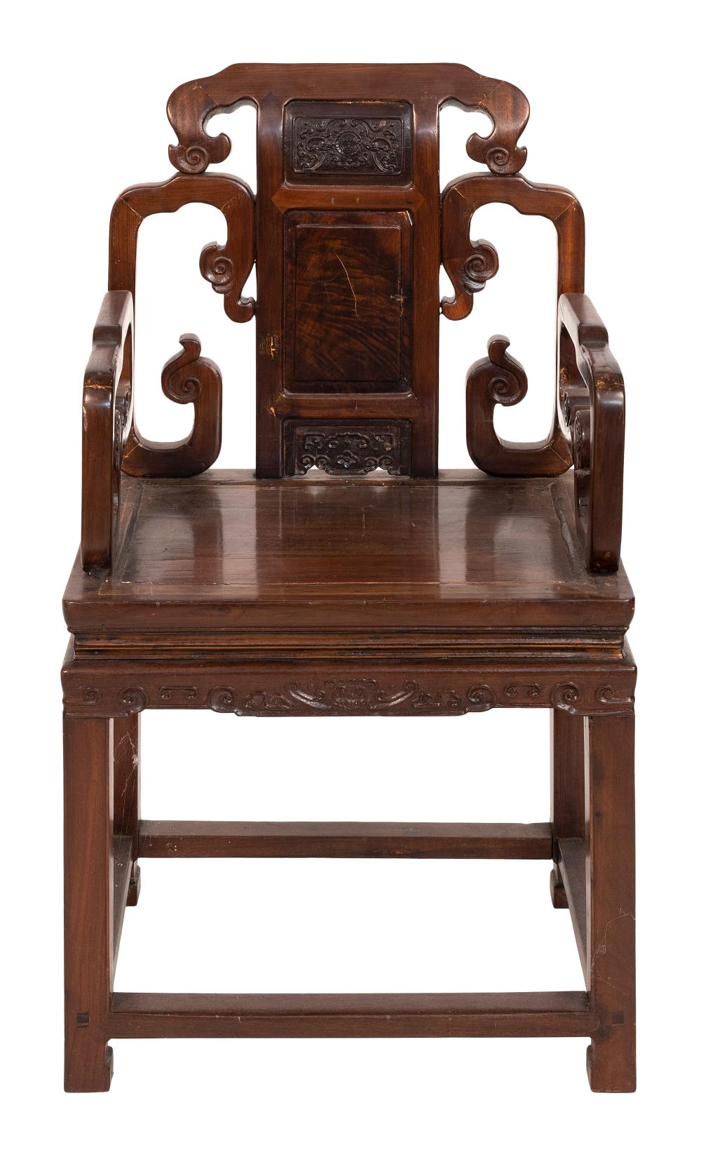 CHINESE CARVED ROSEWOOD ARMCHAIR 3511b3