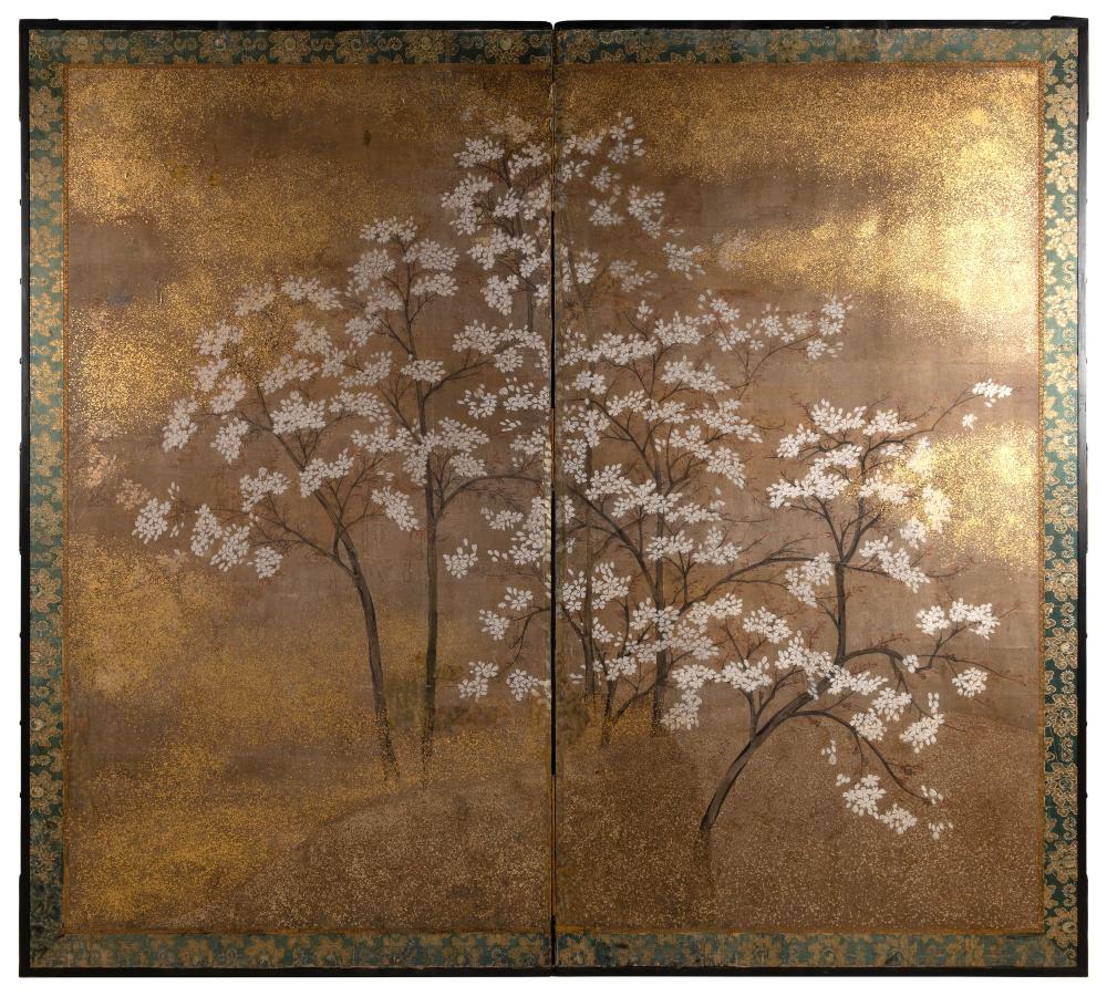 JAPANESE TWO PANEL SCREEN LATE 3511bc