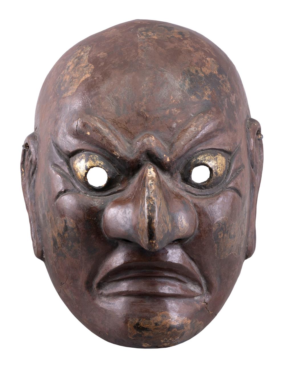 JAPANESE LACQUERED WOOD NOH MASK