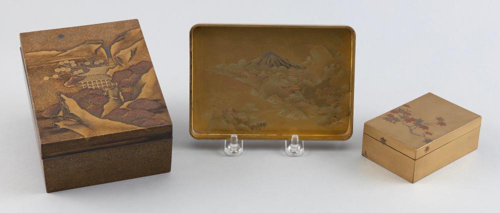THREE JAPANESE GILT LACQUER ITEMS