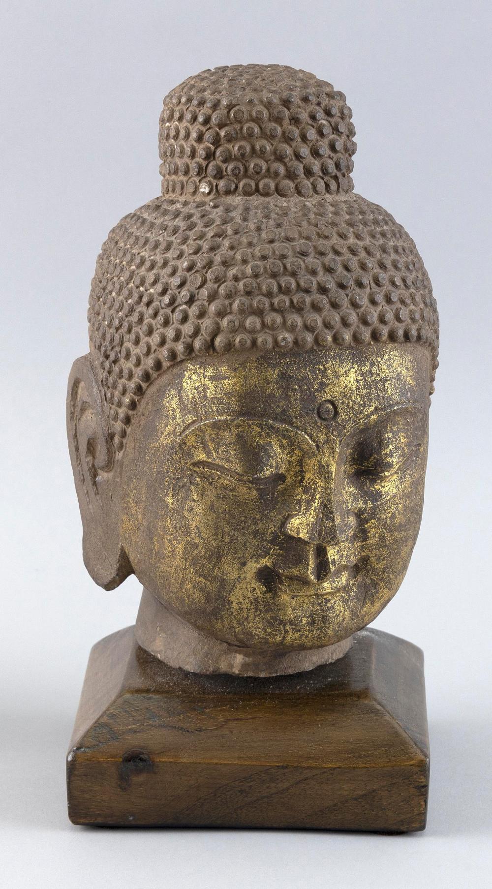 CHINESE CARVED STONE BUDDHA HEAD 3511ea