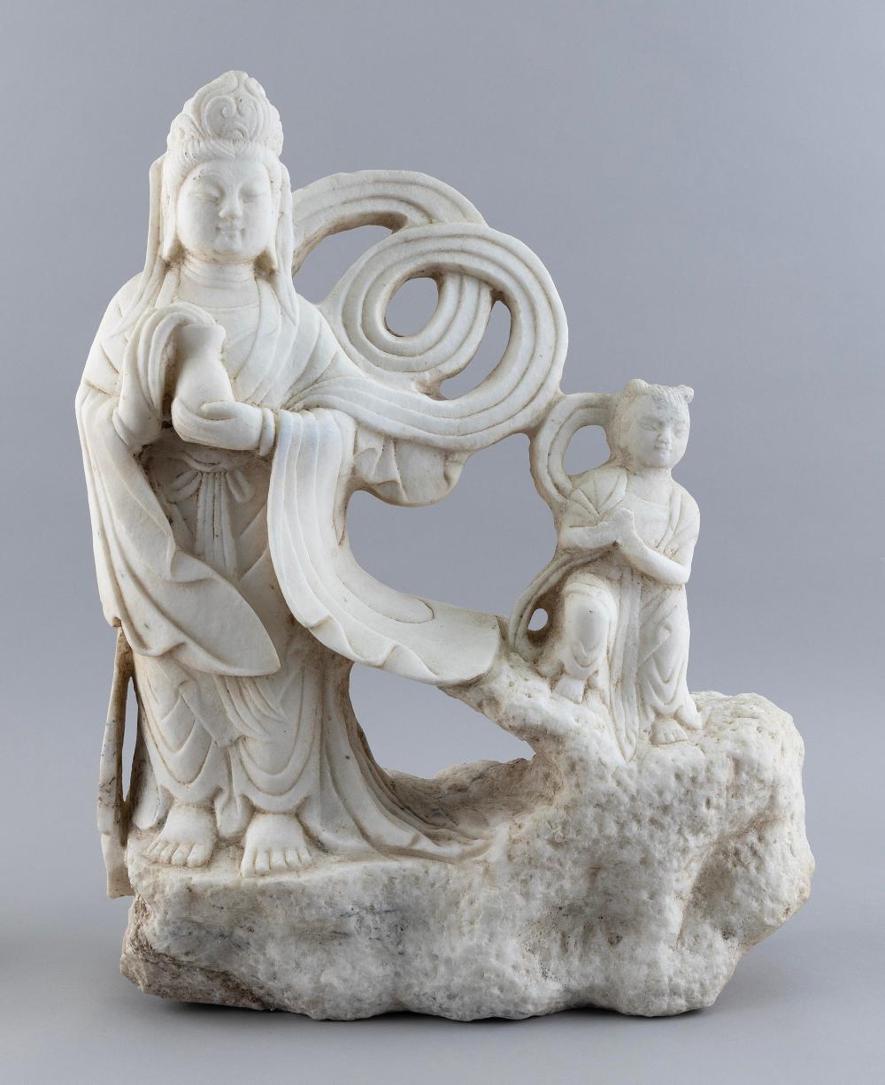 CHINESE CARVED MARBLE FIGURE OF