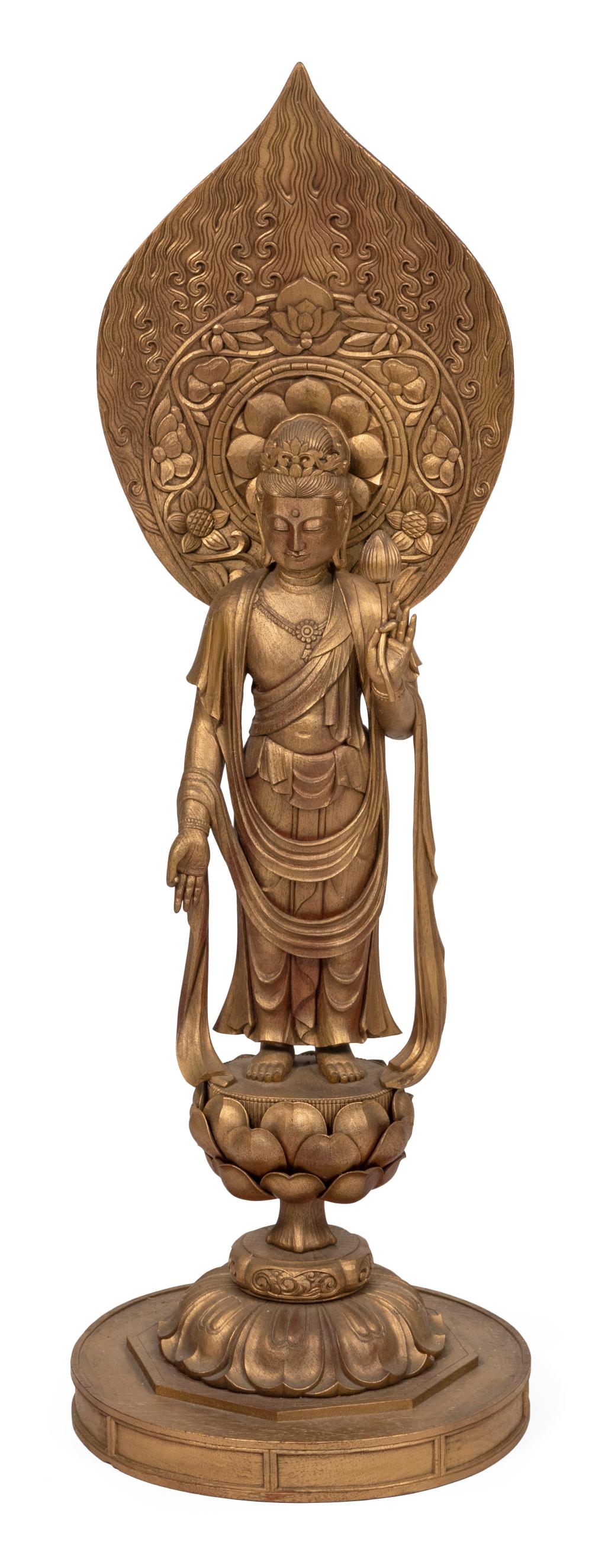 CHINESE CARVED WOOD GUANYIN 20TH
