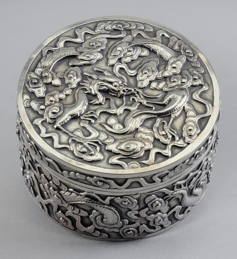 CHINESE EXPORT SILVER COVERED BOX 3511f6