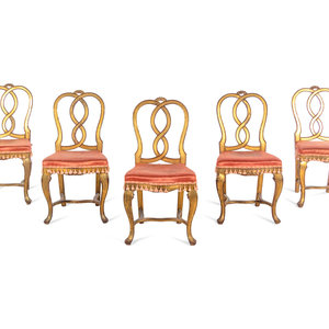 A Set of Five French Painted and