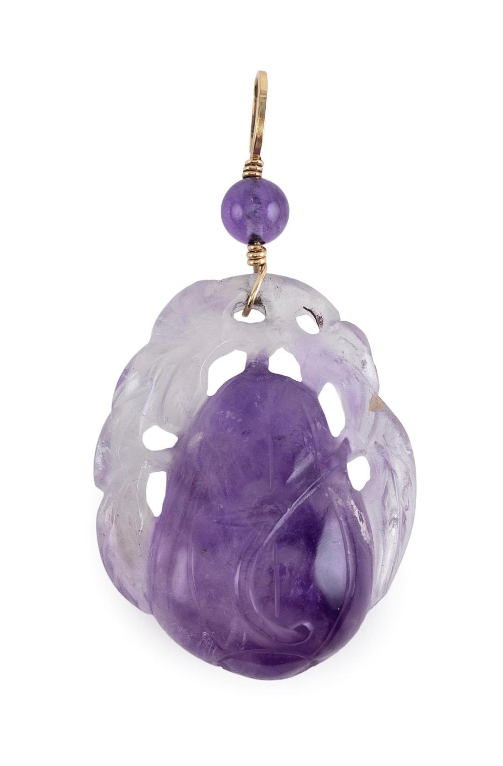 CHINESE CARVED AMETHYST PENDANT 351249