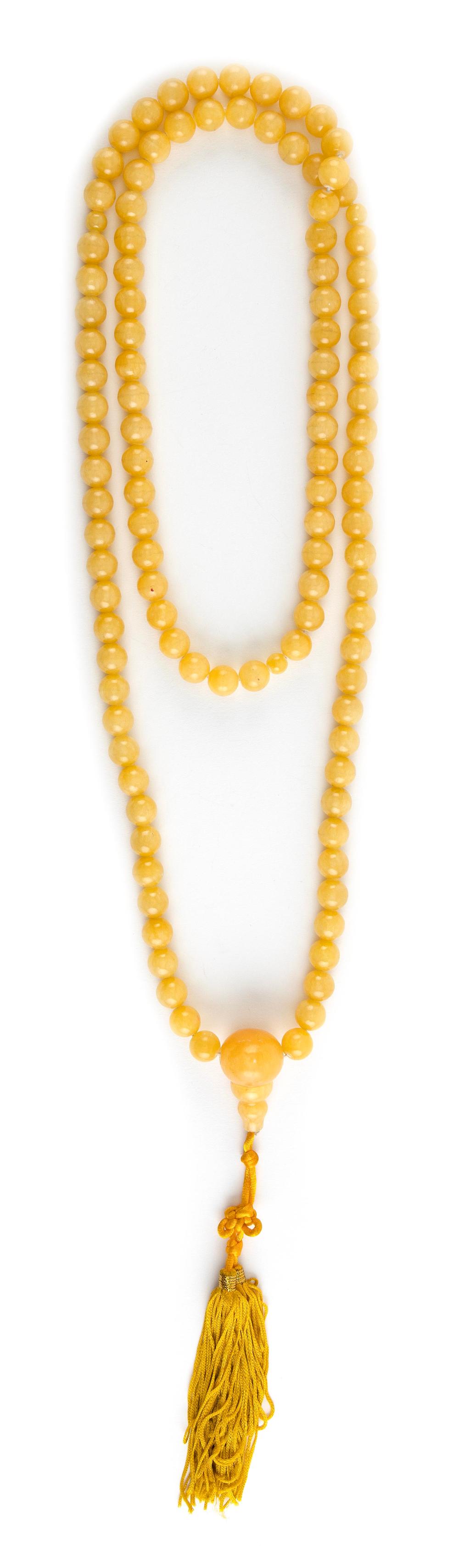 CHINESE YELLOW AGATE MALA 19TH 20TH 351259