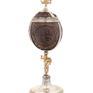 A Silver Gilt Mounted Carved Coconut 351281