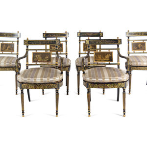 A Set of Six Regency Painted and