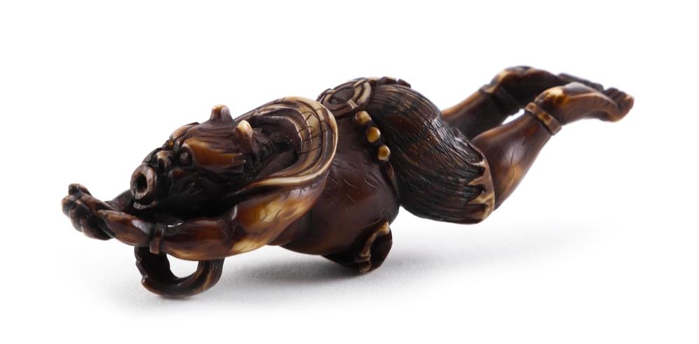 JAPANESE CARVED AND STAINED IVORY