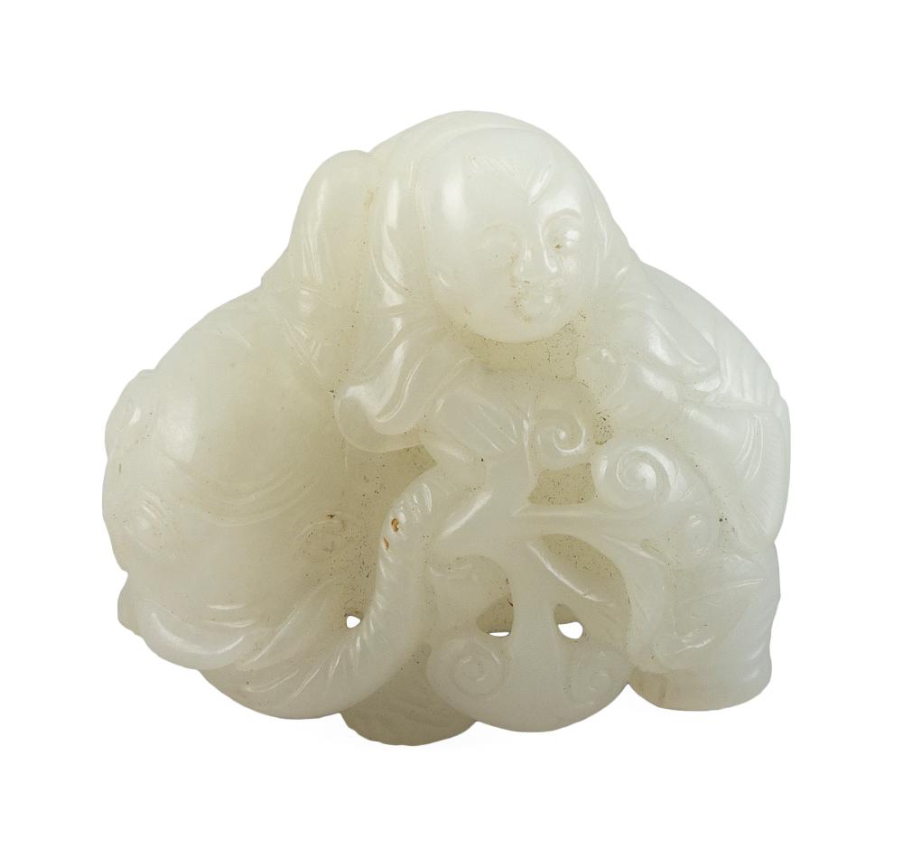 CHINESE CARVED WHITE JADE FIGURE