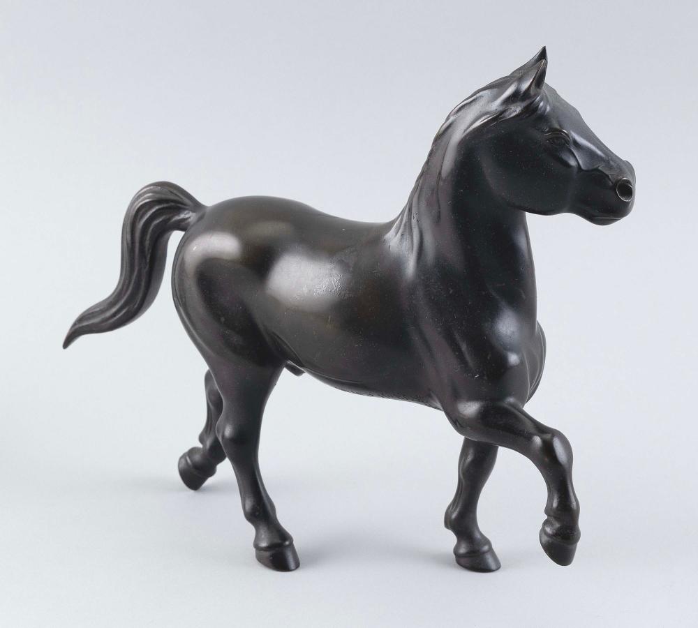 JAPANESE BRONZE FIGURE OF A PRANCING