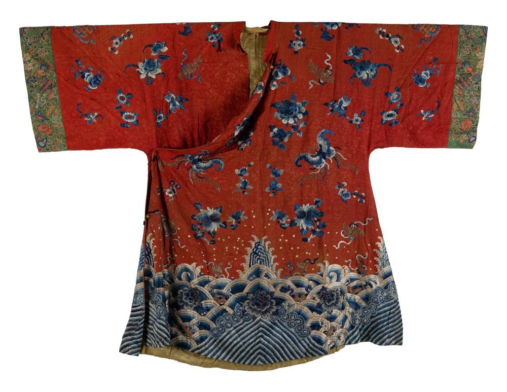 CHINESE SILK EMBROIDERED ROBE 19TH