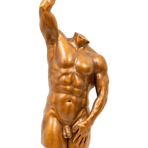 A Cast Plaster Nude Male Torso 
height