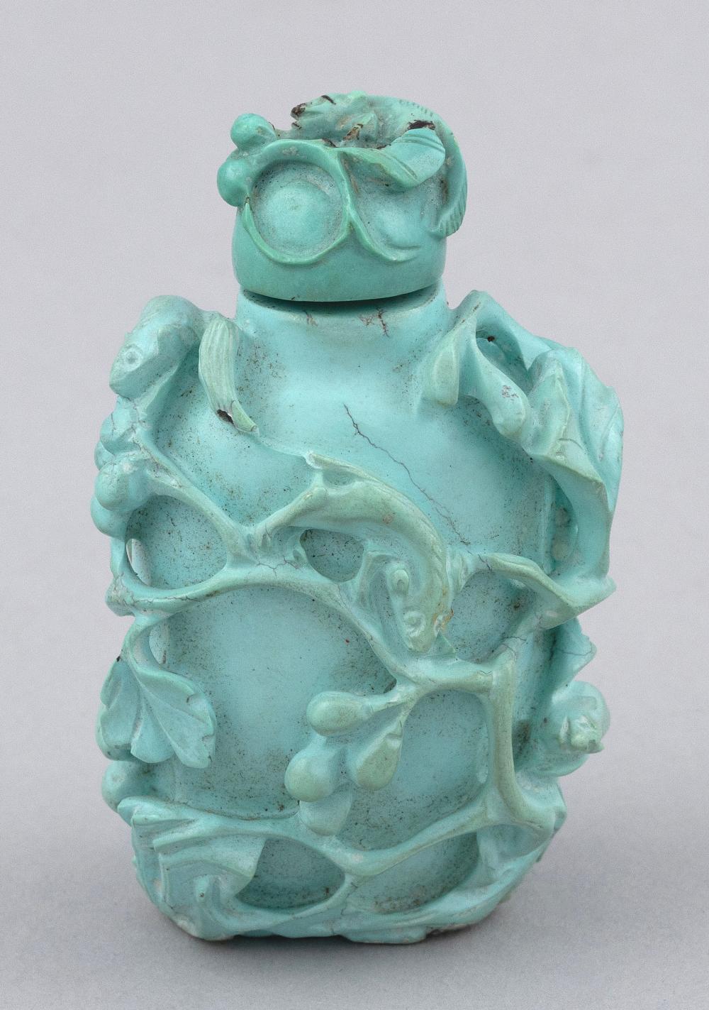 CHINESE CARVED TURQUOISE SNUFF