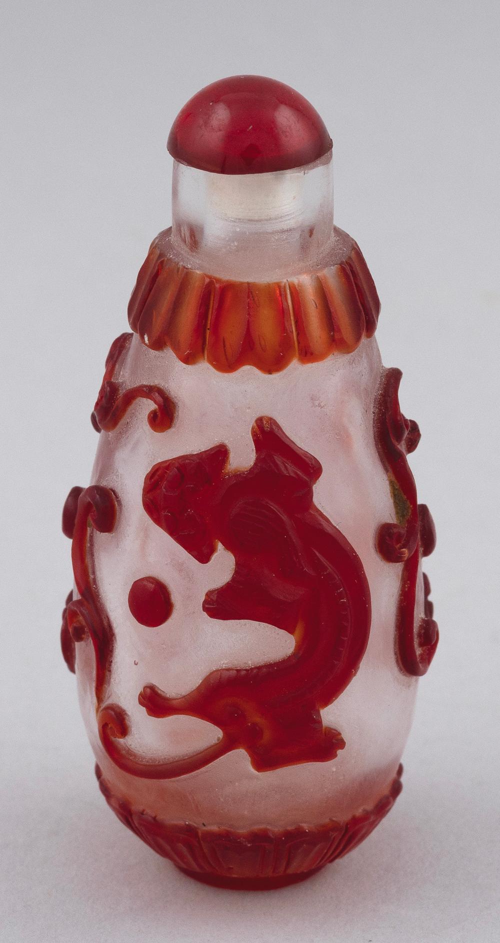 CHINESE GLASS OVERLAY SNUFF BOTTLE 3513fb