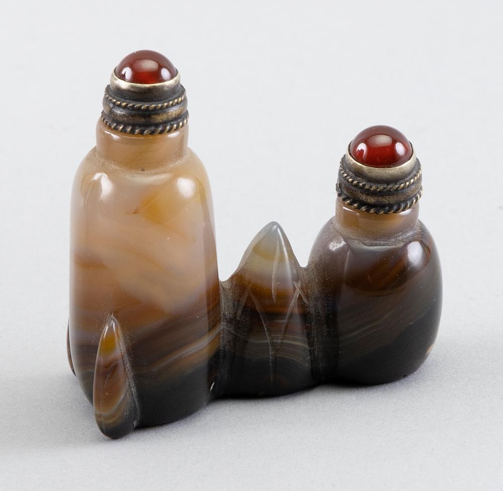 CHINESE CARVED BANDED AGATE DOUBLE 351404