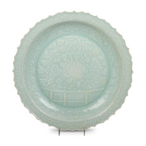 A Chinese Molded Celadon Glazed 3514da