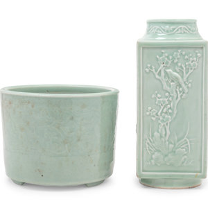 Two Chinese Celadon Porcelain Articles
LATE