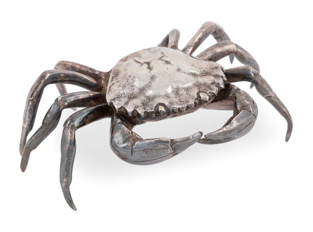 SILVER METAL CRAB-FORM BOX 20TH