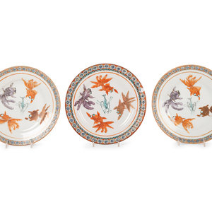 Three Chinese Export Famille Rose Porcelain