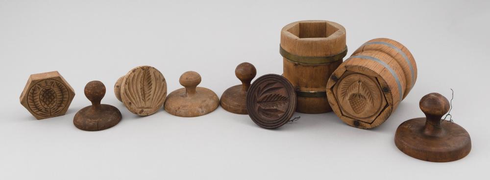 COLLECTION OF EIGHT WOODEN BUTTER