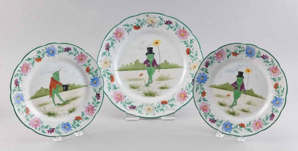 THREE HAND-PAINTED PORCELAIN PLATES