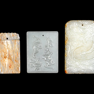 Three Chinese Jade Rectangular Plaques
each