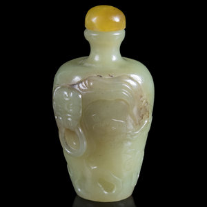 A Carved Yellow Jade Crane and 3515c3