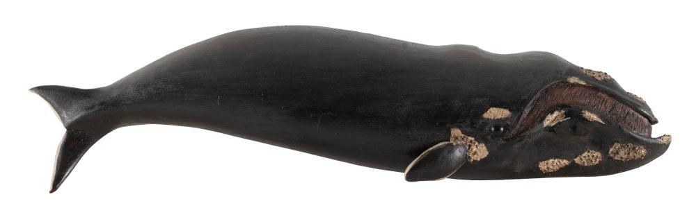 CARVED WOODEN RIGHT WHALE BY KEN