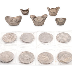 Five Chinese Silver Ingots and