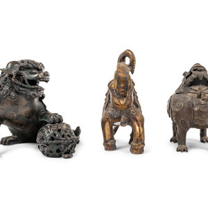Three Chinese Bronze Figures of