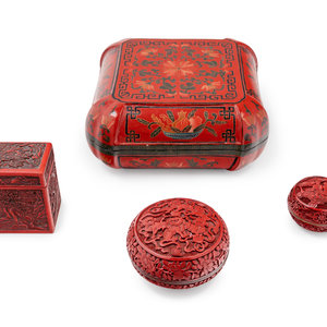 Four Chinese Red Lacquer Covered 35162d