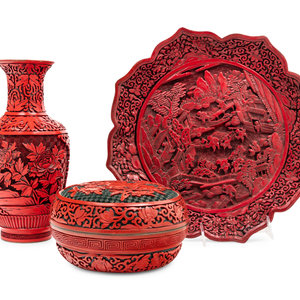 Three Chinese Carved Lacquer Articles
19TH-20TH