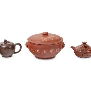 Three Chinese Zisha Potteries 20TH 351646